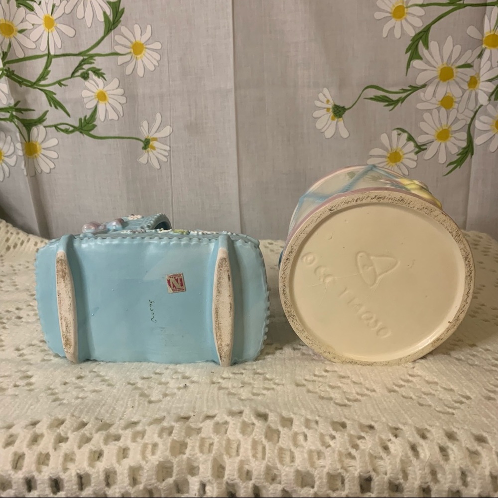 Vintage 60s pastel blue bassinet drum baby planter - Picture 6 of 7